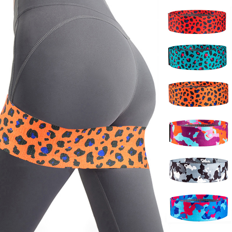 Yoga Fitness Resistance Band - สายยางยืดลายเสือดาวสำหรับบริหารกล้ามเนื้อก้น, สายยางยืดกันลื่นสำหรับออกกำลังกายกล้ามเนื้อก้น, อุปกรณ์โยคะ พิลาทิส และออกกำลังกายที่บ้าน
